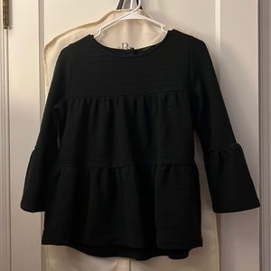 Jcrew Black Tiered Blouse with Back Buttons